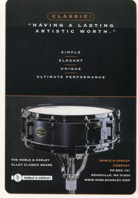 1998 small Print Ad of Noble & Cooley NC Alloy Classic Snare Drum