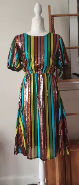 Little Party Dress Rainbow Sequin Dress Sz 6