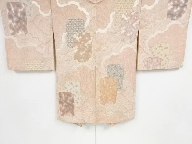 46874# Japanese Kimono / Antique Haori / Urushi / Woven Sarasa & Shikishi Pa