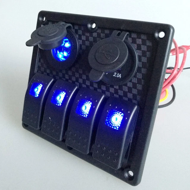 PANNELLO ELETTRICO A LED CON VOLTMETRO E 2 USB WATERPROOF IP65 - G.F.N