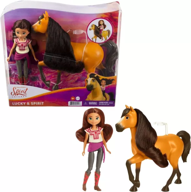 Spirit - Bambola Lucky Articolata e Cavallo, Giocattolo per Bambini 3+ Anni