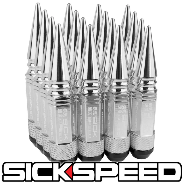 SICKSPEED 16PC Chrome Pointu Aluminium Étendu 108MM 3 PC Écrou Écrous 1/2X20