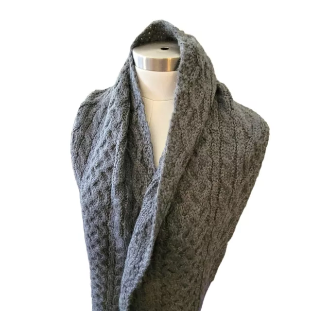LANDS' END CABLE Knit Scarf Alpaca Wool and Acrylic Pewter Grey DH515 ...