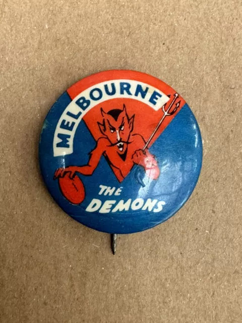 Vintage Tin  Badge Melbourne Football Club Demons Aussie Rules