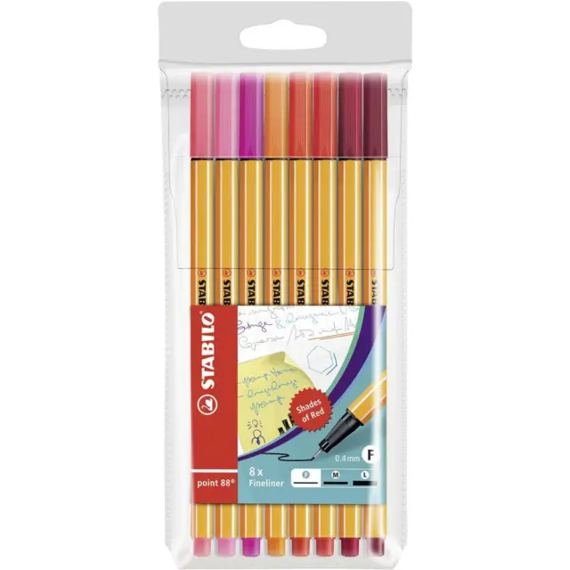 STABILO point 88 Fineliner 8er Set Rottöne Faserschreiber Feinschreiber 0,4 mm