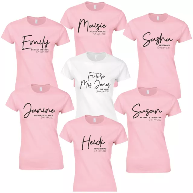 Handwriting Hen Party T-Shirts Selection - Custom Personalised Top Bride Wedding