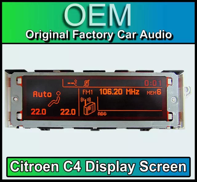 Citroen C4 display screen, RD4 stereo LCD Multi function clock dash