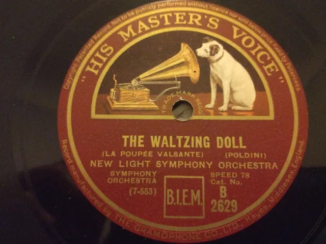 New Light Symphony Orch - The Waltzing Doll / At Dawning - 78 rpm