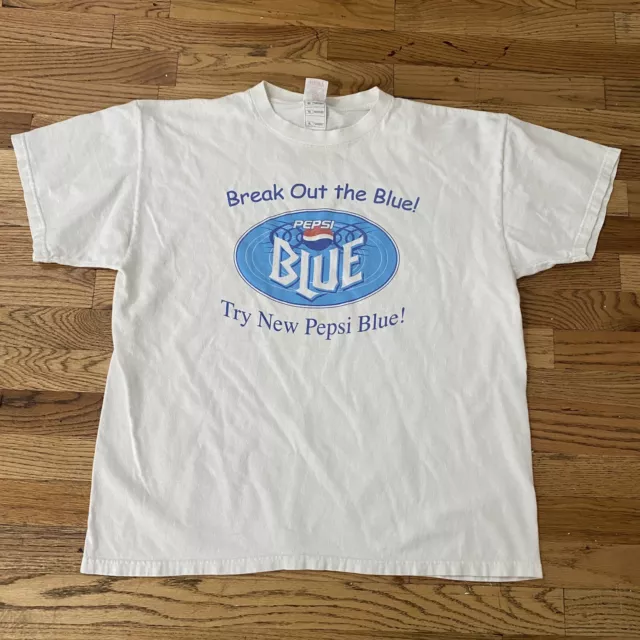 Vintage Pepsi Blue Soda Promo T Shirt Size XL GUC