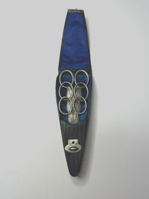 Antique Cased Set Of Three  Kullenberg Owl  Steel Sewing Scissors Germany