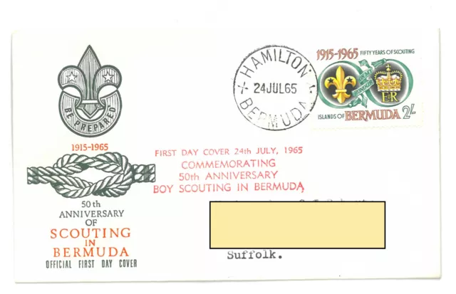 Bermuda QEII 1965 50th Anniversary of Boy Scouts Association First Day Cover FDC