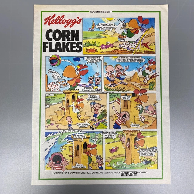KELLOGG'S KORN FLAKES Comic Strip Cartoon Network 1998 Vintage Retro ...