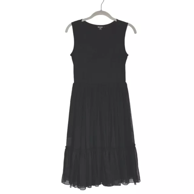 DKNY Women's Silk/Cotton Ruffle Layered Tank Dress in Black - Size 2