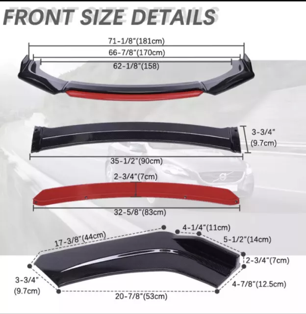 Universal Car  Front Bumper Lip Chin Body Kit For All Cars. 3