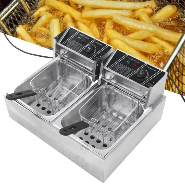 Doppelfritteuse Friteuse Fritöse Gastro Kaltzone Fritose 6L Dual-Topf 2500W