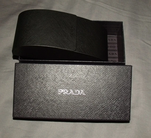PRADA LARGE SUNGLASSES EYEGLASSES Hard CASE + OUTER BOX 8.5 X 3 1/4 X 3 1/2