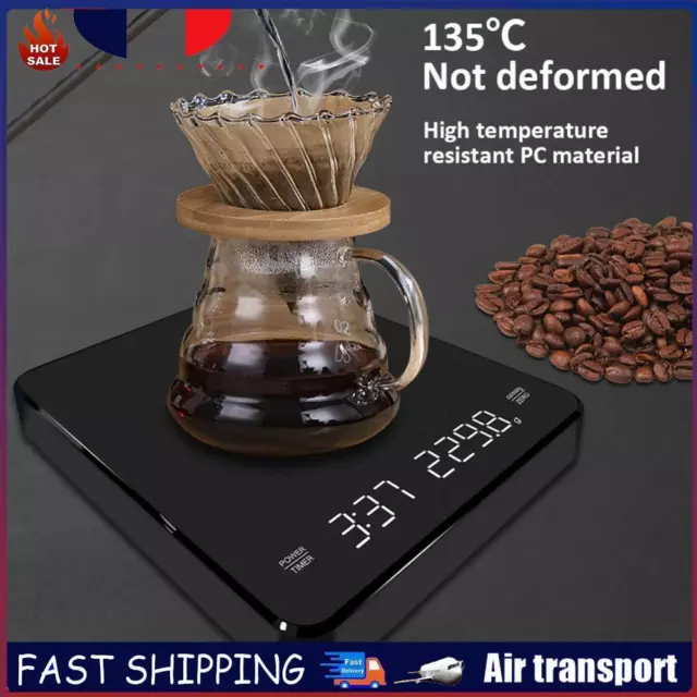 Smart Drip Coffee Scale 3kg/0.1g Timing Portable Electronic Home Kitchen Scale F