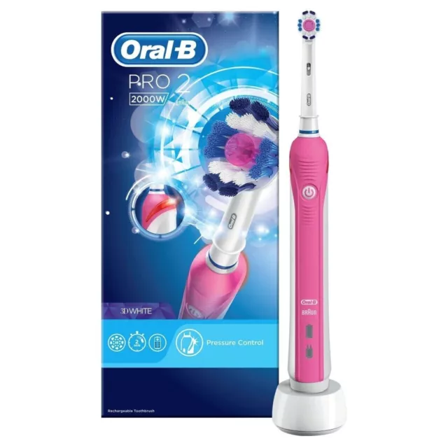 Cepillo de dientes eléctrico recargable Oral B Pro 2 2000W 3D blanco - rosa 🙂
