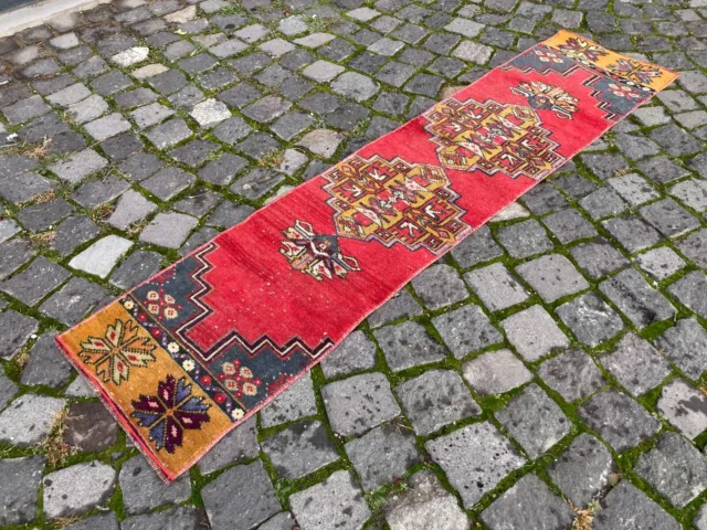Runner rug, Turkish rug, Vintage rug, Handmade rug, Wool, Carpet | 1,2 x 5,6 ft