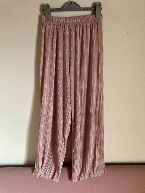 PINK PLISSE CULOTTE Crop Trousers Primark Size 6 Elasticated Waist