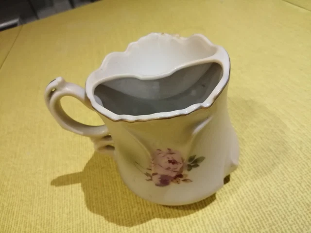 Viktorianische Brustwarze Rasierbecher Tasse handbemalt Blumen Porzellan