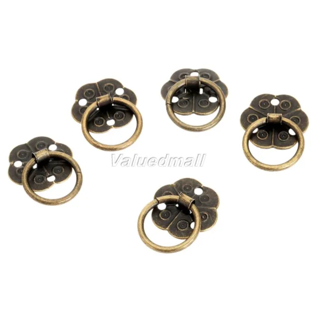 12Pcs Antique Brass Cabinet Drawer Drop Ring Pull Handle Jewelry Box Home Decor