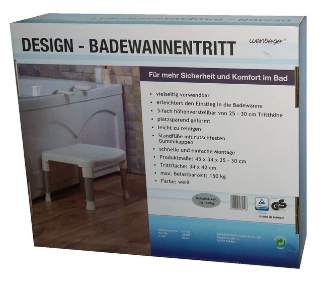 Weinberger Badewannentritt höhenverstellbar 25 - 30 cm, bis 150kg belastbar