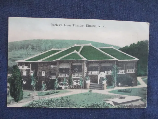 ca1910 Elmira New York Rorick's Glen Theater Hand Colored Postcard