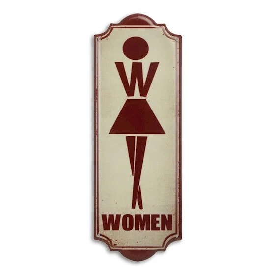 9973930-x Retrò Vintage Targa di Latta Wc Toilette Donna 35,5x12,5cm