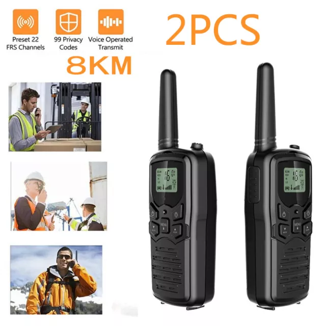 2x Handheld Walkie talkie Two Way Radio Civilian 8KM Minicomputer 22 Channels