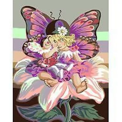 Little Butterfly Girl Tapestry Needlepoint Canvas Royal Paris