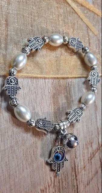 Bracelet Ancien Arabe En Argent - Main De Fatma & Dromadaire - Tunisie/Maghreb