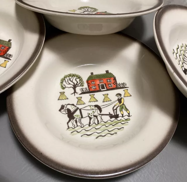 Set of 4 POPPYTRAIL  METLOX Homestead Provincial Soup Cereal Bowls MCM Farmer