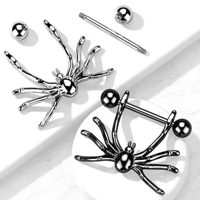 14G Spider Hanger Nipple Ring Barbells Shields Surgical Steel Piercings