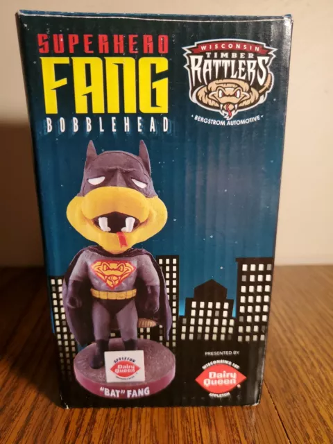 Nib 2018 Super Hero Fang Mascot Wisconsin Timber Rattlers Bobblehead Sga 7/22/18
