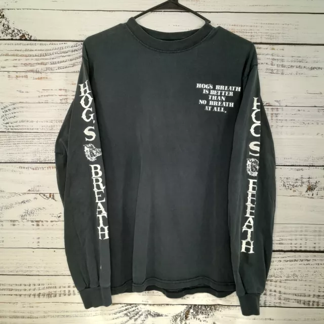 Vintage Anvil T Shirt Adult M Black Hogs Breath Saloon Key West Florida Spellout