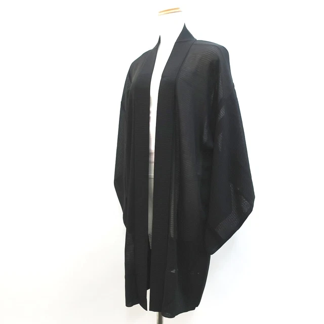 9029D1 Silk Vintage Japanese Kimono Haori Jacket See-Through Stripes