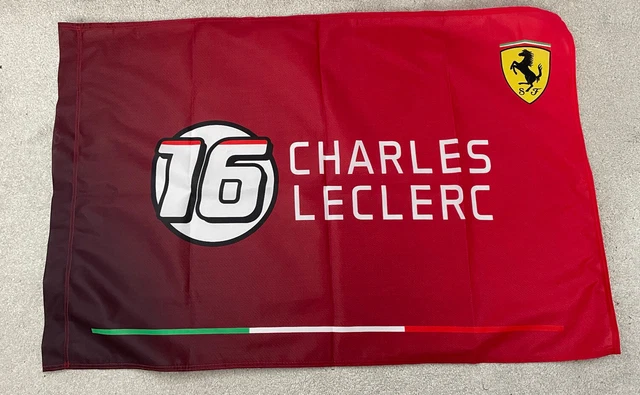 F1 Ferrari Charles LeClerk 16 Bandiera Ufficiale 89cm x 57cm