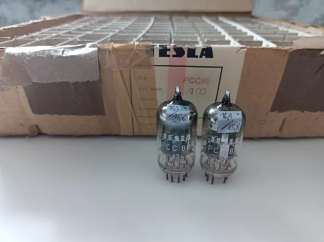 Tesla PCC88 tube (7 volt version ECC88) white print "37" NOS tested matched pair