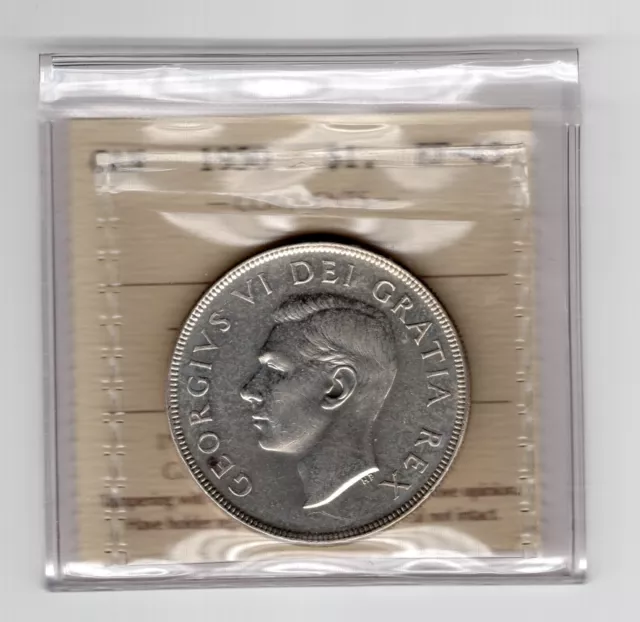 1950 Canada One Silver Dollar Coin - ICCS Graded EF-45