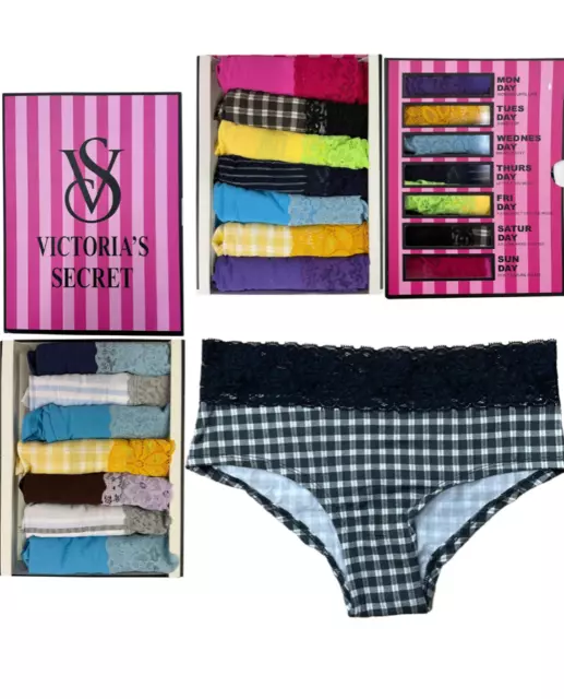 Ex Victoria’s Secret  Lace Trim Briefs Lingerie Knickers Pack Of 7 RRP £36