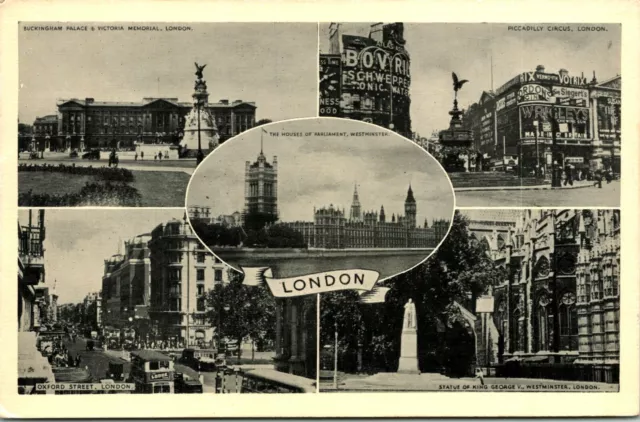 Vtg Postcard 1930s Multiview - London, England UK - Unused