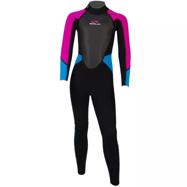 Sola Junior Storm 3/2mm Fullsuit Wetsuit 2023 - Turquoise/Magenta