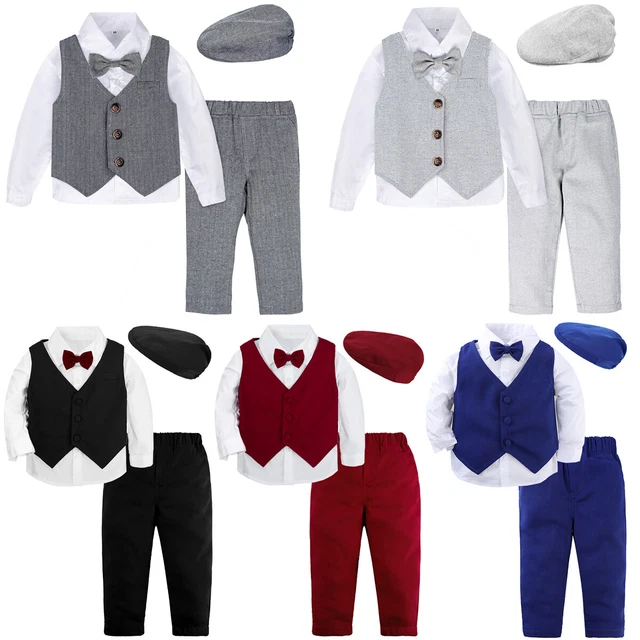 4pcs Baby Toddler Formal Outfits Set Infant Boy Wedding Christening Tuxedo Suit
