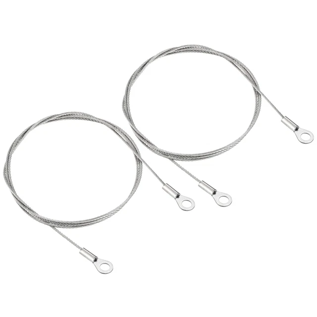 2Pcs 1.5mmx1m Steel Security Cable 5mm ID Eyelets Ended Safety Wire Rope