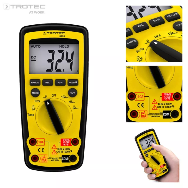 TROTEC Digital Multimeter BE50 | Voltmeter Amperemeter Messgerät Spannungsprüfer