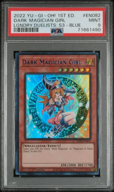 YUGIOH PSA 9 2022 Dark Magician Girl LDS3-EN082 Ultra Rare 1st Edition BLUE