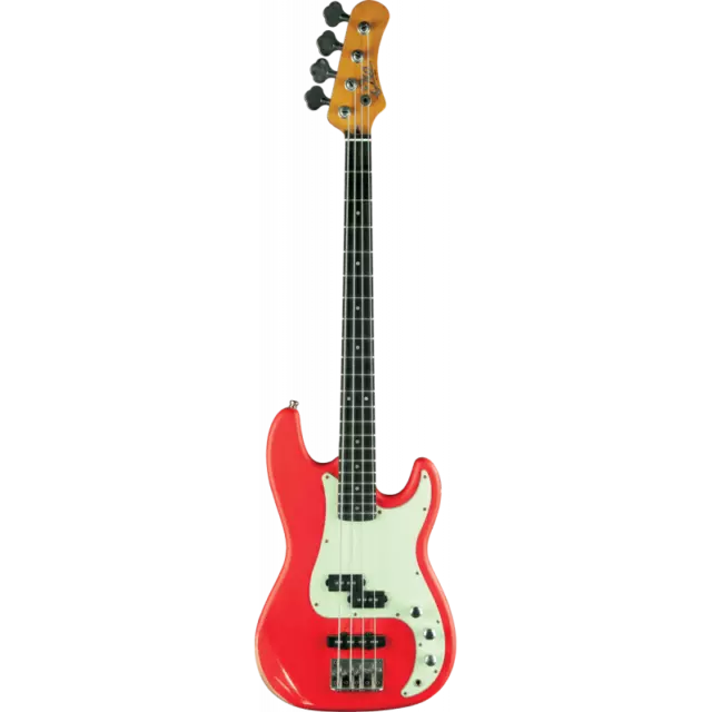 Eko VPJ280V-RELIC-RED - Guitare basse 4 cordes Type P Relic Fiesta Red