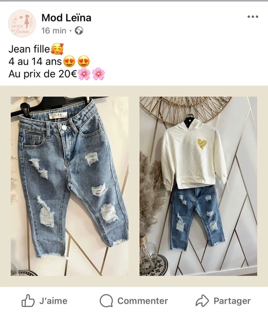 Salopette Short Jeans Pour Fille 5-13 Ans - Déchirée, Extensible, Neuf Avec étiquettes