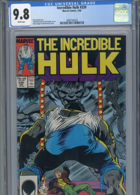 Incredible Hulk #339 Mt 9.8 Cgc White Pages David Story Mcfarlane Art Geiger Cov